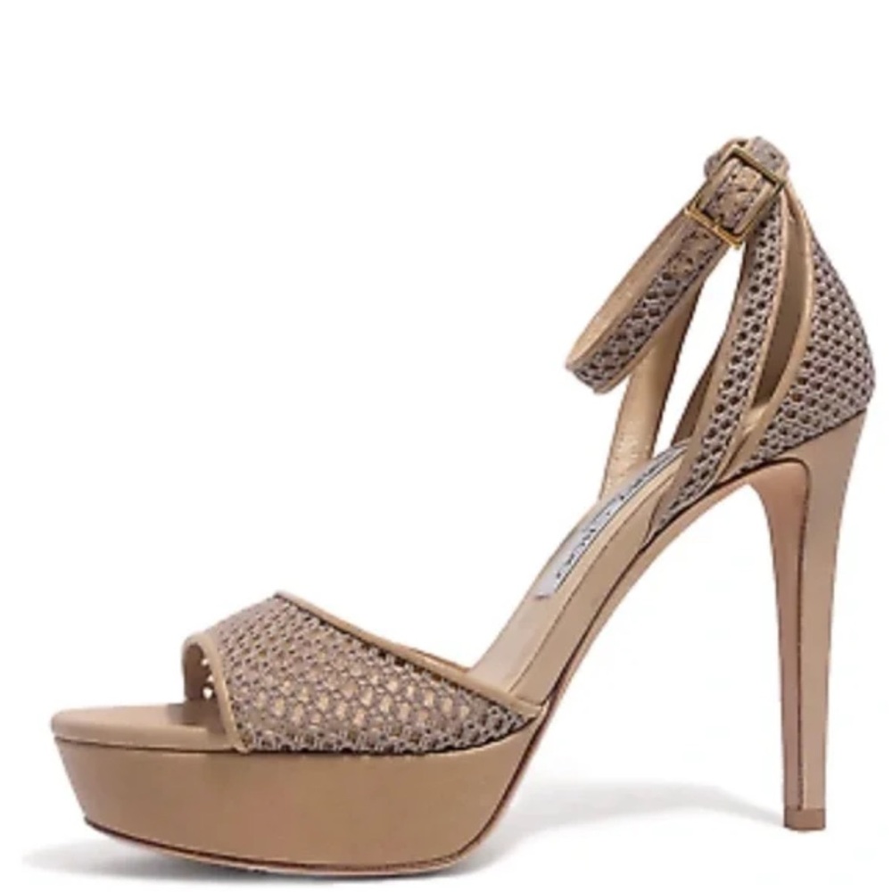 Jimmy Choo Kayden mesh 100 . Size 38.5 Elegant Tan Platform Heels